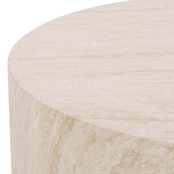 Tina Round Coffee Table — Minimalist Polystone Stone-Look Surface, Compact Durable Centerpiece For Living Rooms
