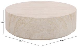 Tina Round Coffee Table — Minimalist Polystone Stone-Look Surface, Compact Durable Centerpiece For Living Rooms