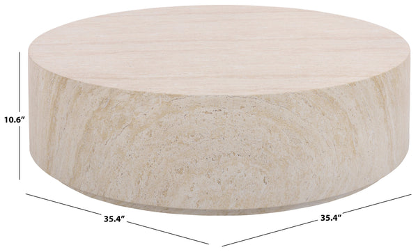 Tina Round Coffee Table — Minimalist Polystone Stone-Look Surface, Compact Durable Centerpiece For Living Rooms
