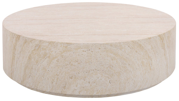 Tina Round Coffee Table — Minimalist Polystone Stone-Look Surface, Compact Durable Centerpiece For Living Rooms
