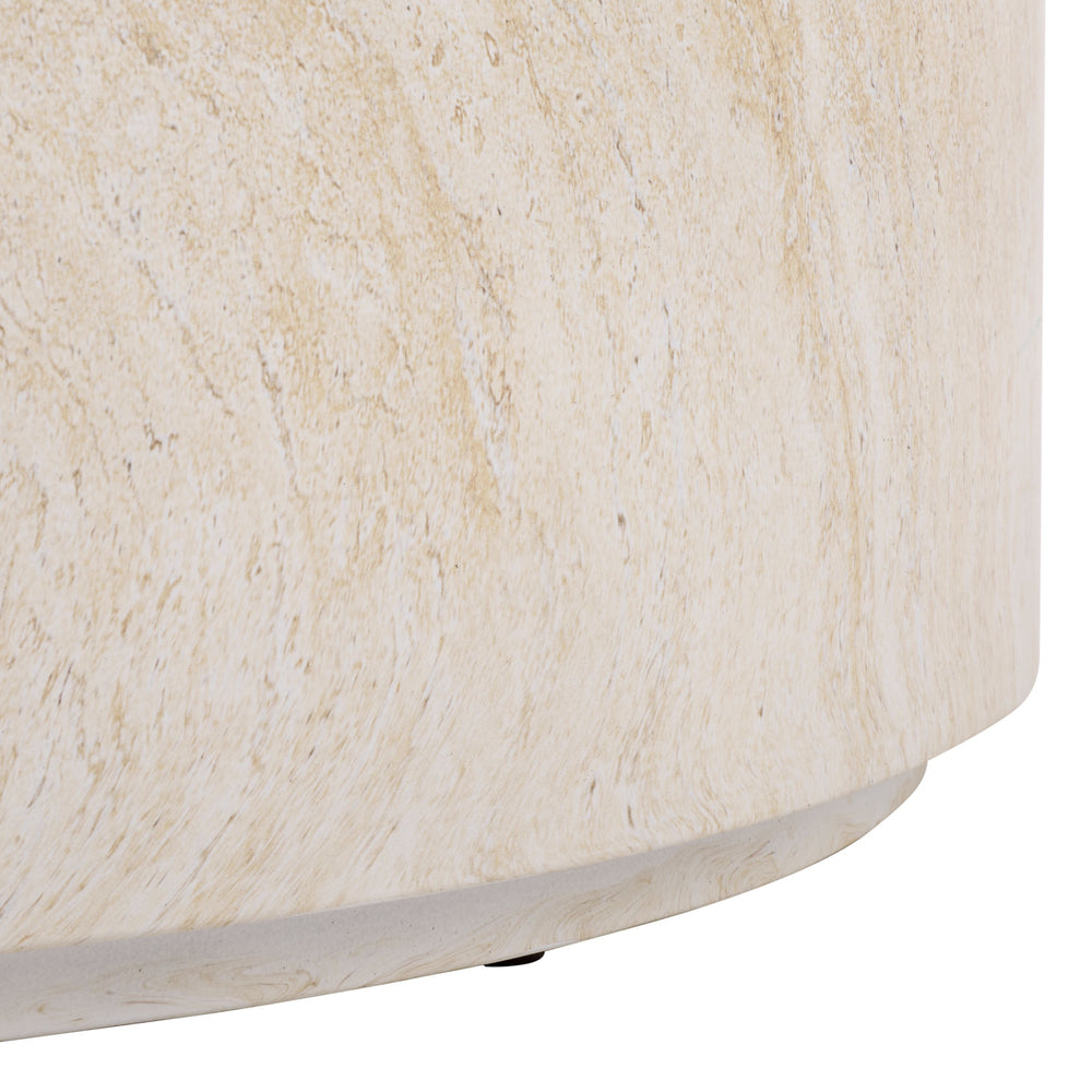 Tina Round Coffee Table — Minimalist Polystone Stone-Look Surface, Compact Durable Centerpiece For Living Rooms