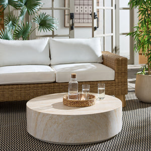Tina Round Coffee Table — Minimalist Polystone Stone-Look Surface, Compact Durable Centerpiece For Living Rooms