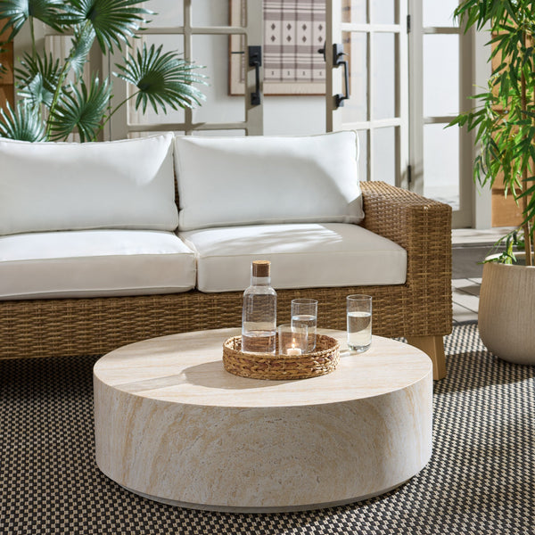 Tina Round Coffee Table — Minimalist Polystone Stone-Look Surface, Compact Durable Centerpiece For Living Rooms