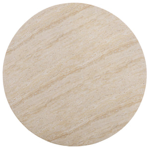 Tina Round Coffee Table — Minimalist Polystone Stone-Look Surface, Compact Durable Centerpiece For Living Rooms