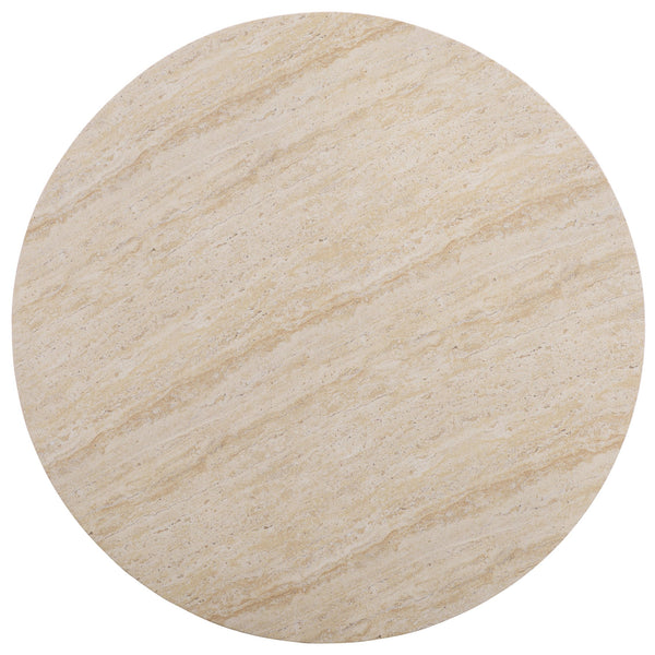 Tina Round Coffee Table — Minimalist Polystone Stone-Look Surface, Compact Durable Centerpiece For Living Rooms