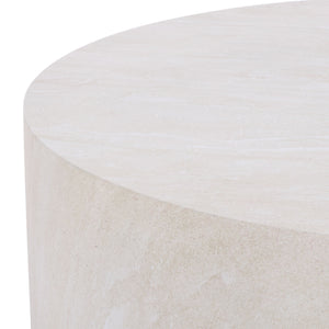 Tina Round Coffee Table — Minimalist Polystone Stone-Look Surface, Compact Durable Centerpiece For Living Rooms