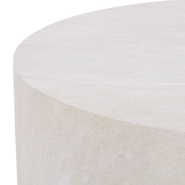 Tina Round Coffee Table — Minimalist Polystone Stone-Look Surface, Compact Durable Centerpiece For Living Rooms