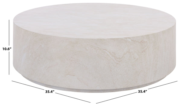 Tina Round Coffee Table — Minimalist Polystone Stone-Look Surface, Compact Durable Centerpiece For Living Rooms