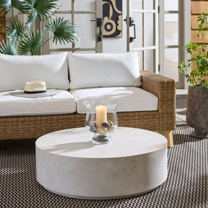 Tina Round Coffee Table — Minimalist Polystone Stone-Look Surface, Compact Durable Centerpiece For Living Rooms
