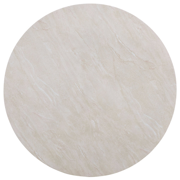 Tina Round Coffee Table — Minimalist Polystone Stone-Look Surface, Compact Durable Centerpiece For Living Rooms