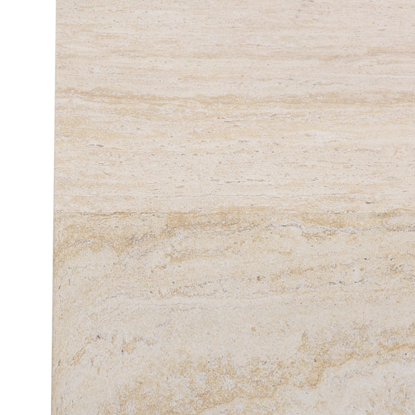 Tina Rectangle Coffee Table With Polystone Stone-Look Finish, Sleek Low Profile For Modern Homes