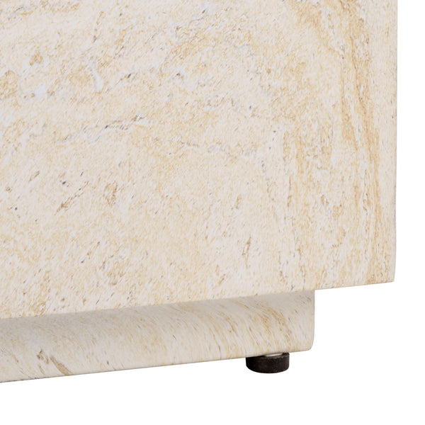 Tina Rectangle Coffee Table With Polystone Stone-Look Finish, Sleek Low Profile For Modern Homes