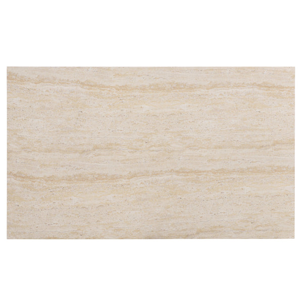 Tina Rectangle Coffee Table With Polystone Stone-Look Finish, Sleek Low Profile For Modern Homes