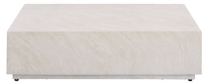 Tina Rectangle Coffee Table With Polystone Stone-Look Finish, Sleek Low Profile For Modern Homes