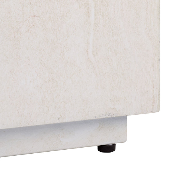 Tina Rectangle Coffee Table With Polystone Stone-Look Finish, Sleek Low Profile For Modern Homes