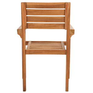 Safavieh Leon Solid Teak Stacking Chair - Elegant Natural Finish For Stylish Outdoor Comfort & Durability Natural  Pat6501a-set2