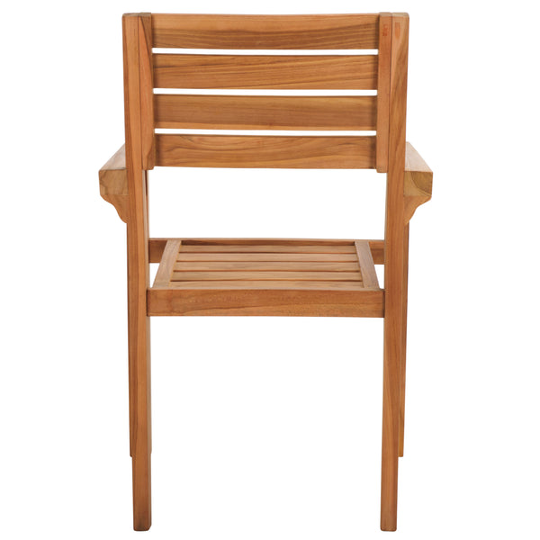 Safavieh Leon Solid Teak Stacking Chair - Elegant Natural Finish For Stylish Outdoor Comfort & Durability Natural  Pat6501a-set2