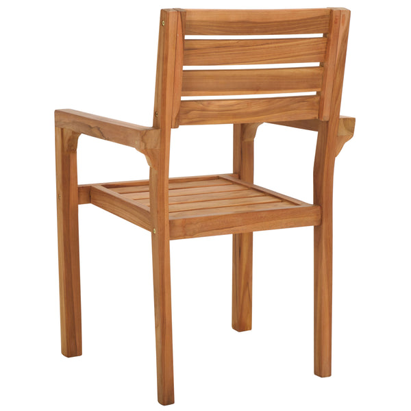 Safavieh Leon Solid Teak Stacking Chair - Elegant Natural Finish For Stylish Outdoor Comfort & Durability Natural  Pat6501a-set2
