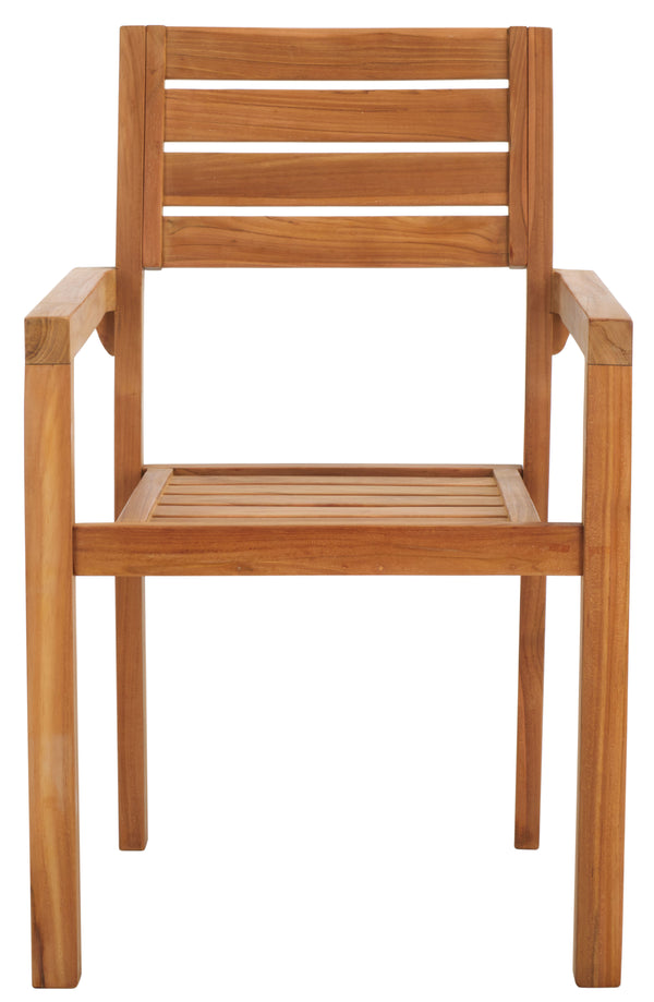 Safavieh Leon Solid Teak Stacking Chair - Elegant Natural Finish For Stylish Outdoor Comfort & Durability Natural  Pat6501a-set2