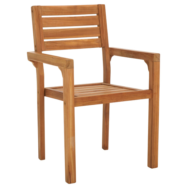 Safavieh Leon Solid Teak Stacking Chair - Elegant Natural Finish For Stylish Outdoor Comfort & Durability Natural  Pat6501a-set2