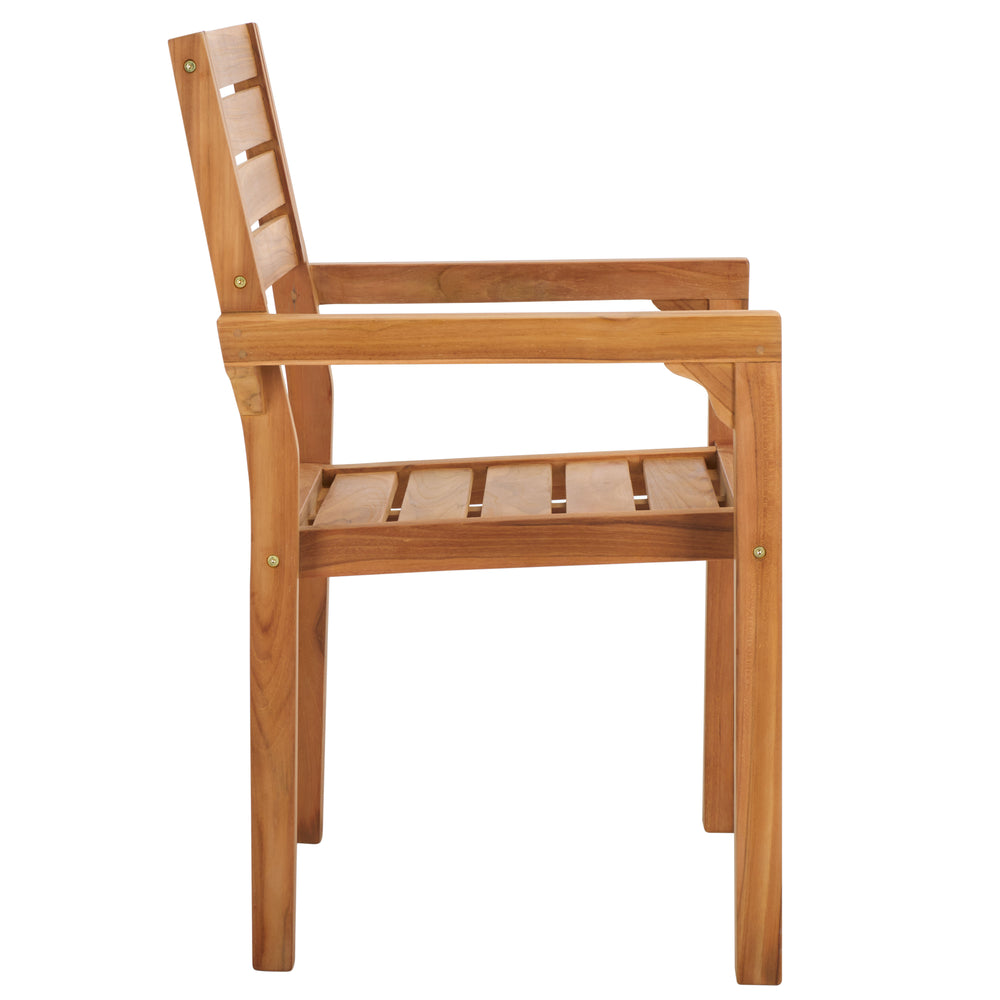 Safavieh Leon Solid Teak Stacking Chair - Elegant Natural Finish For Stylish Outdoor Comfort & Durability Natural  Pat6501a-set2