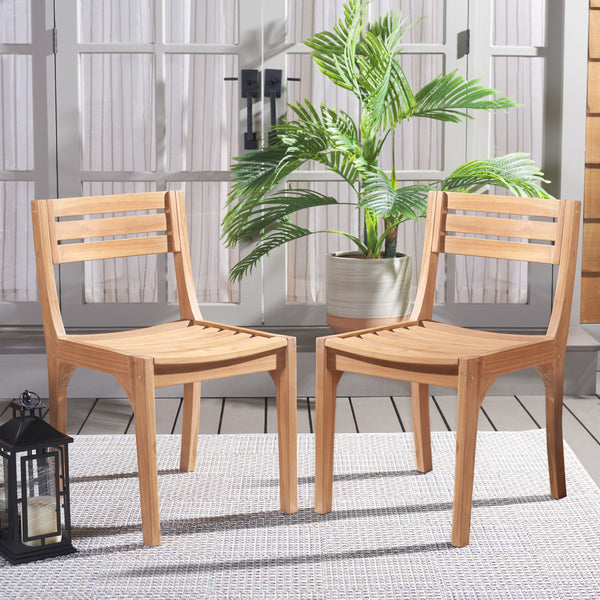 Safavieh Anna Natural Teak Chair - Timeless Outdoor Elegance For Patios & Gardens, Durable & Stylish Design Natural  Pat6502a-set2
