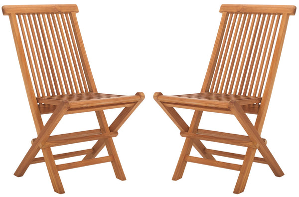 Safavieh Holly Solid Teak Folding Chair - Durable Outdoor Seating With Natural Elegance For Any Space Natural  Pat6503a-set2