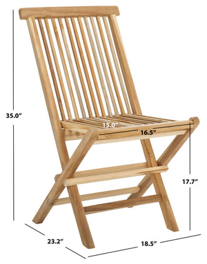 Safavieh Marcus Solid Teak Folding Chair - Elegant Outdoor Seating For Patio & Garden, Weather-resistant Design Natural Teak Wood Pat6600a-set2