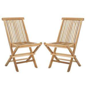 Safavieh Marcus Solid Teak Folding Chair - Elegant Outdoor Seating For Patio & Garden, Weather-resistant Design Natural Teak Wood Pat6600a-set2