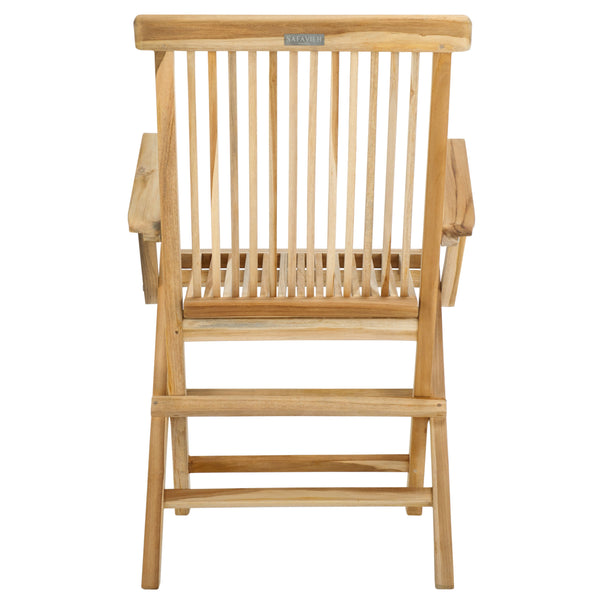Safavieh Marcus Solid Teak Folding Arm Chair - Elegant, Weather-resistant Outdoor Seating For Your Patio Natural Teak Wood Pat6601a-set2