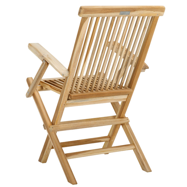 Safavieh Marcus Solid Teak Folding Arm Chair - Elegant, Weather-resistant Outdoor Seating For Your Patio Natural Teak Wood Pat6601a-set2
