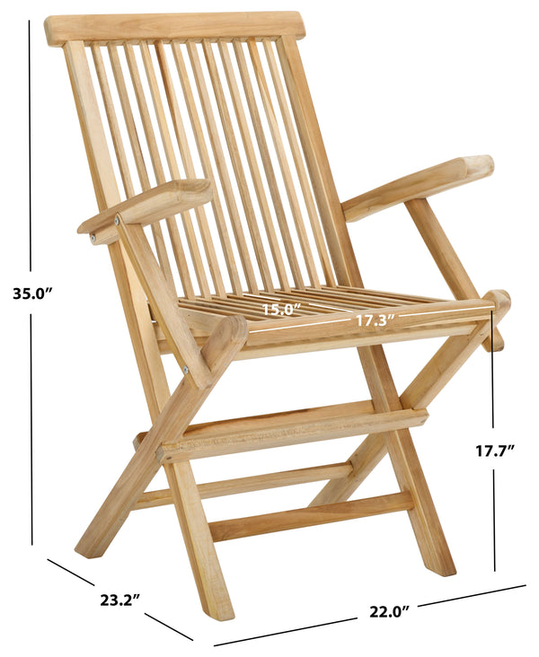 Safavieh Marcus Solid Teak Folding Arm Chair - Elegant, Weather-resistant Outdoor Seating For Your Patio Natural Teak Wood Pat6601a-set2
