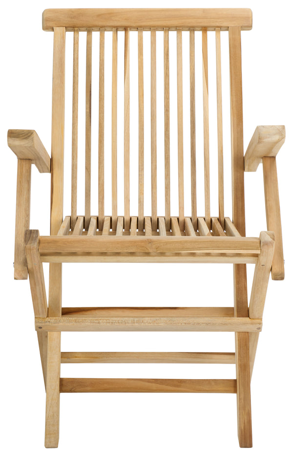 Safavieh Marcus Solid Teak Folding Arm Chair - Elegant, Weather-resistant Outdoor Seating For Your Patio Natural Teak Wood Pat6601a-set2