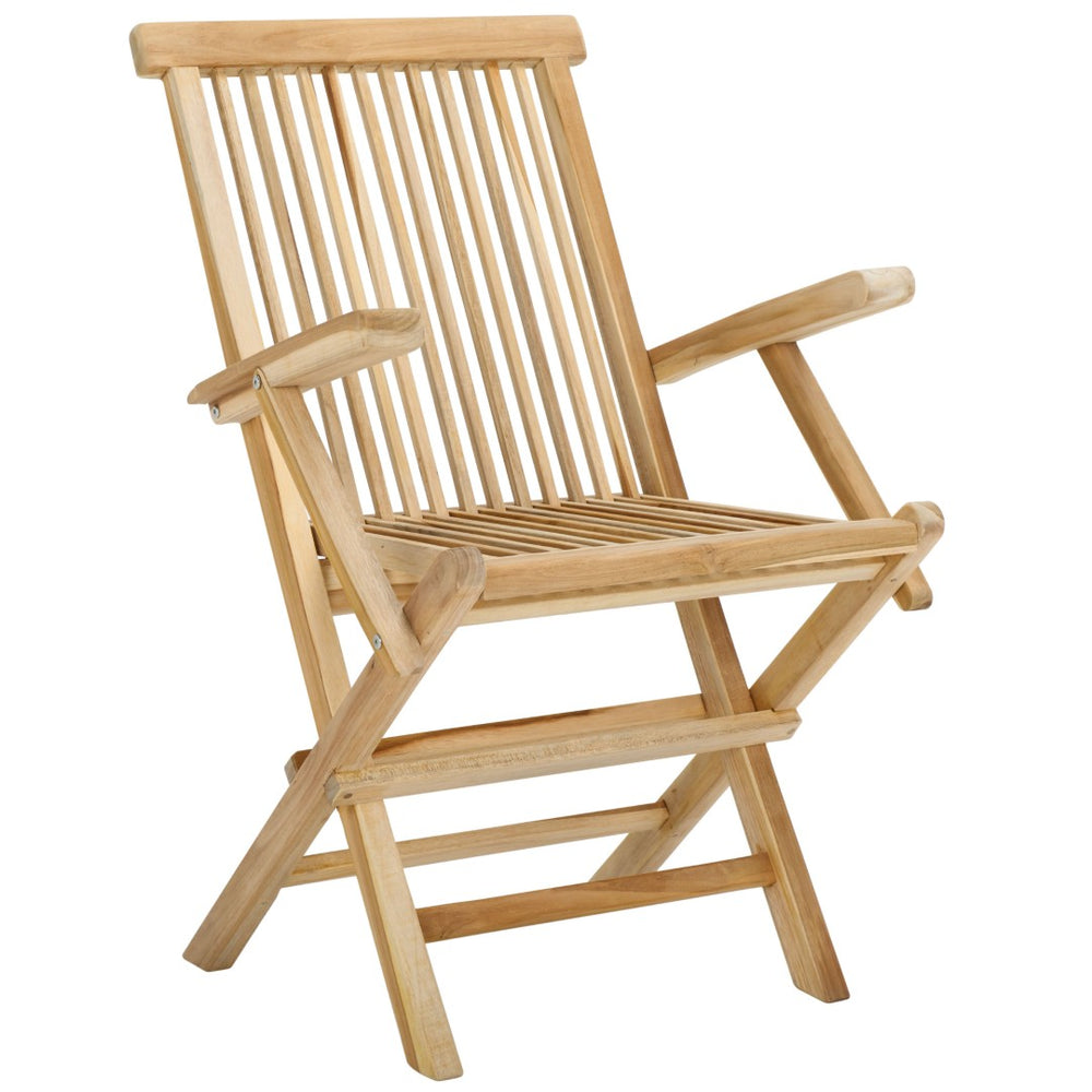 Safavieh MARCUS Solid Teak Folding Arm Chair - Elegant Outdoor Seating with Natural Finish & Comfort Features PAT6601A-SET2