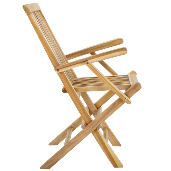 Safavieh Marcus Solid Teak Folding Arm Chair - Elegant, Weather-resistant Outdoor Seating For Your Patio Natural Teak Wood Pat6601a-set2