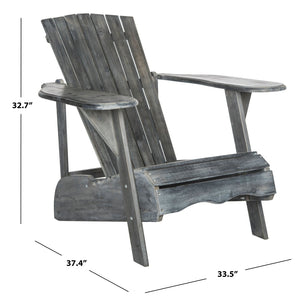 Safavieh MOPANI Chair - Modern Adirondack Design in Sustainable Acacia Wood for Stylish Outdoor Relaxation Ash Grey PAT6700A