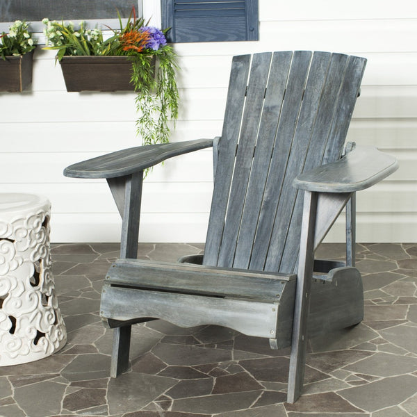 Safavieh MOPANI Chair - Modern Adirondack Design in Sustainable Acacia Wood for Stylish Outdoor Relaxation Ash Grey PAT6700A