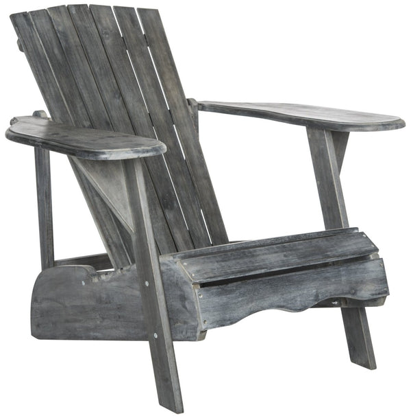 Safavieh MOPANI Chair - Modern Adirondack Design in Sustainable Acacia Wood for Stylish Outdoor Relaxation Ash Grey PAT6700A