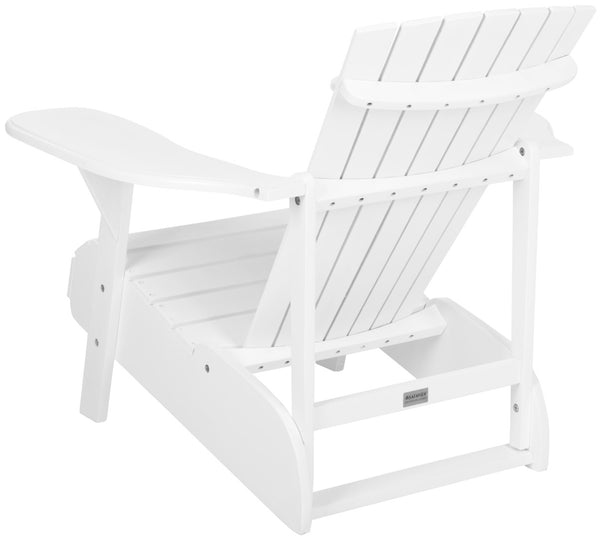 Safavieh MOPANI Chair - Modern Adirondack Design in Sustainable Acacia Wood for Stylish Outdoor Relaxation White PAT6700B