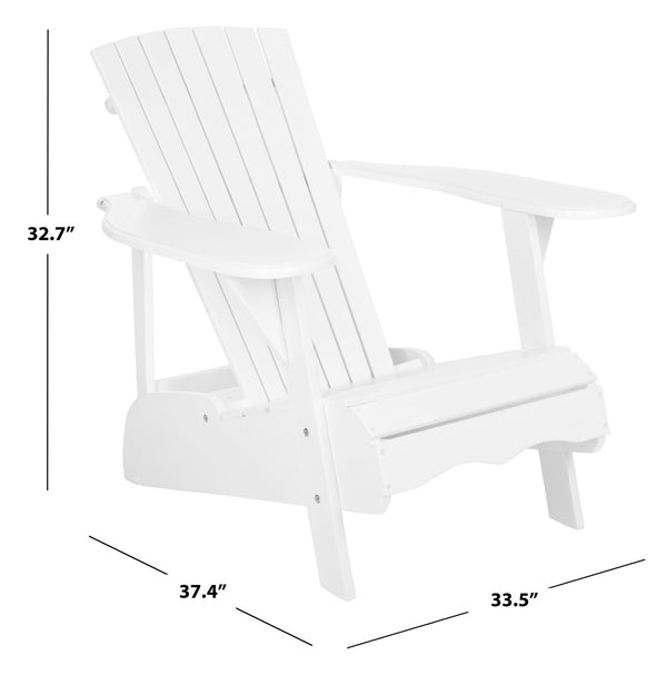 Safavieh MOPANI Chair - Modern Adirondack Design in Sustainable Acacia Wood for Stylish Outdoor Relaxation White PAT6700B