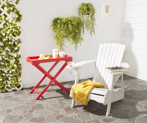 Safavieh MOPANI Chair - Modern Adirondack Design in Sustainable Acacia Wood for Stylish Outdoor Relaxation White PAT6700B