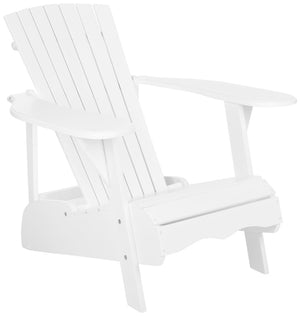 Safavieh MOPANI Chair - Modern Adirondack Design in Sustainable Acacia Wood for Stylish Outdoor Relaxation White PAT6700B