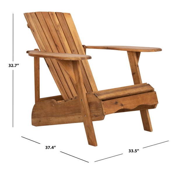 Safavieh MOPANI Chair - Modern Adirondack Design in Sustainable Acacia Wood for Stylish Outdoor Relaxation Natural PAT6700C