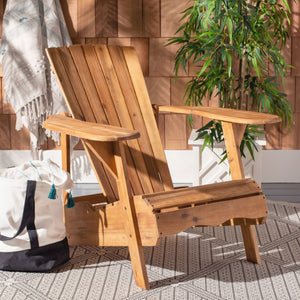 Safavieh MOPANI Chair - Modern Adirondack Design in Sustainable Acacia Wood for Stylish Outdoor Relaxation Natural PAT6700C