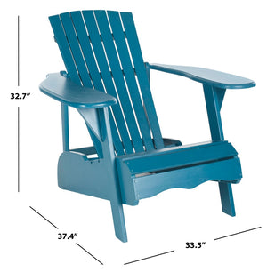 Safavieh MOPANI Chair - Modern Adirondack Design in Sustainable Acacia Wood for Stylish Outdoor Relaxation Blue PAT6700D