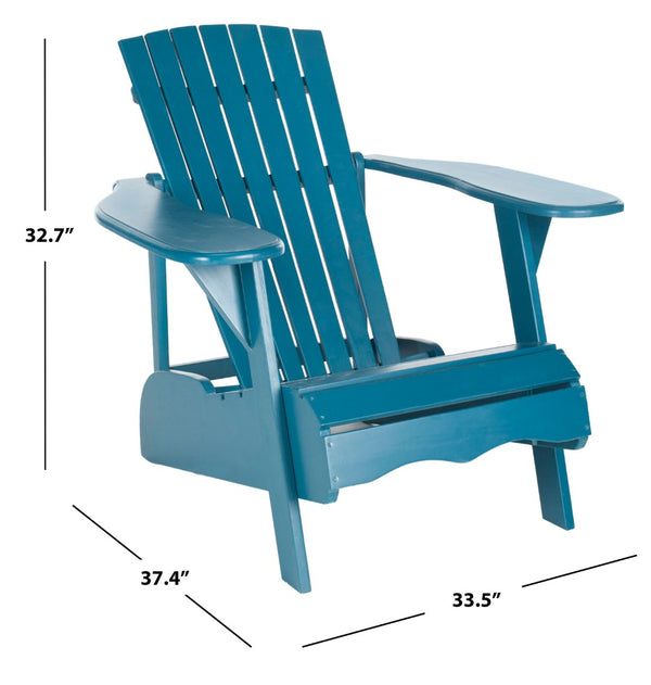 Safavieh MOPANI Chair - Modern Adirondack Design in Sustainable Acacia Wood for Stylish Outdoor Relaxation Blue PAT6700D