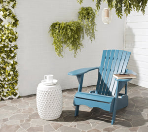 Safavieh MOPANI Chair - Modern Adirondack Design in Sustainable Acacia Wood for Stylish Outdoor Relaxation Blue PAT6700D