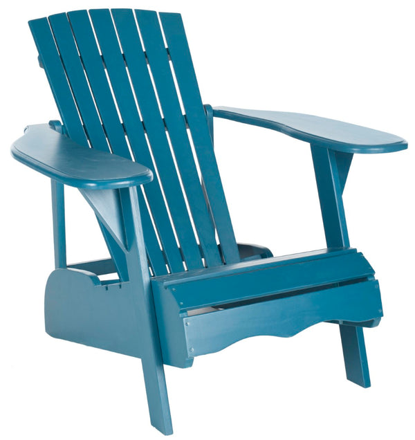 Safavieh MOPANI Chair - Modern Adirondack Design in Sustainable Acacia Wood for Stylish Outdoor Relaxation Blue PAT6700D