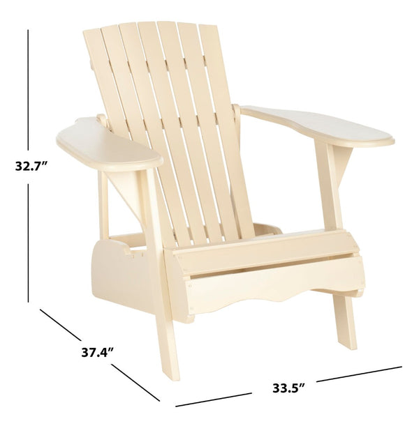 Safavieh MOPANI Chair - Modern Adirondack Design in Sustainable Acacia Wood for Stylish Outdoor Relaxation Beige PAT6700E