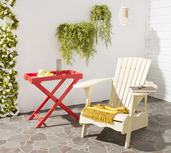 Safavieh MOPANI Chair - Modern Adirondack Design in Sustainable Acacia Wood for Stylish Outdoor Relaxation Beige PAT6700E